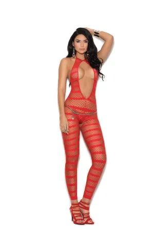 Striped Diamond Net Bodystocking