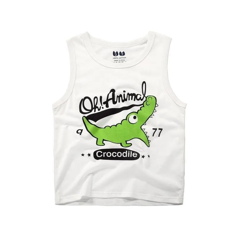 Summer Kids Vests with Crocodile Pattern