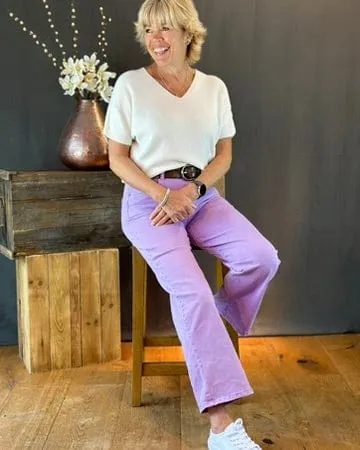 Super Stretchy Lilac Wide Leg Jeans