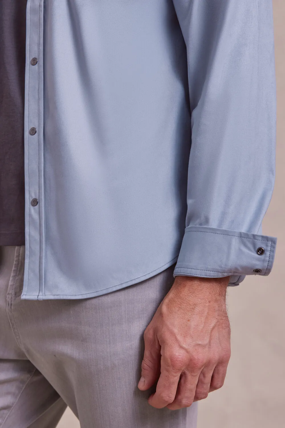 The WyattLite - Feather Weight Microsuede Shirt Jacket - Mist Blue