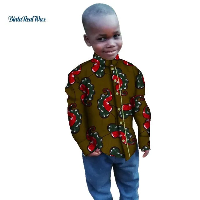 Tops Bazin Ankara Shirt for Boys