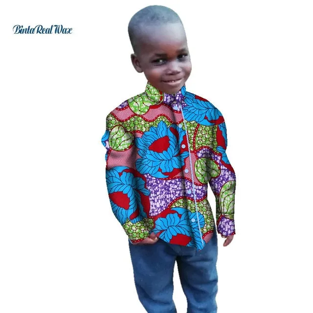 Tops Bazin Ankara Shirt for Boys