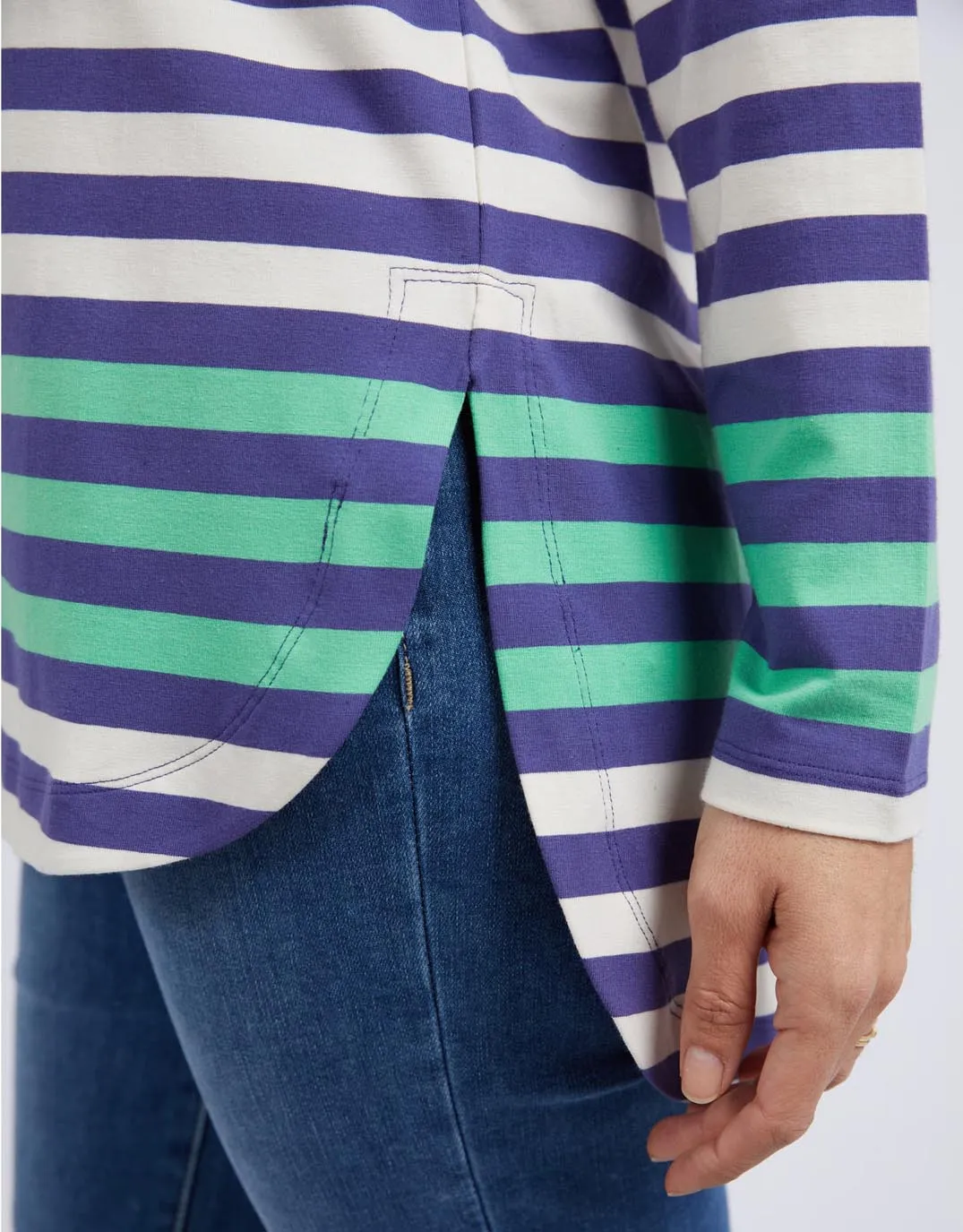 Turn Back Long Sleeve Tee - Indigo/Pearl Stripe