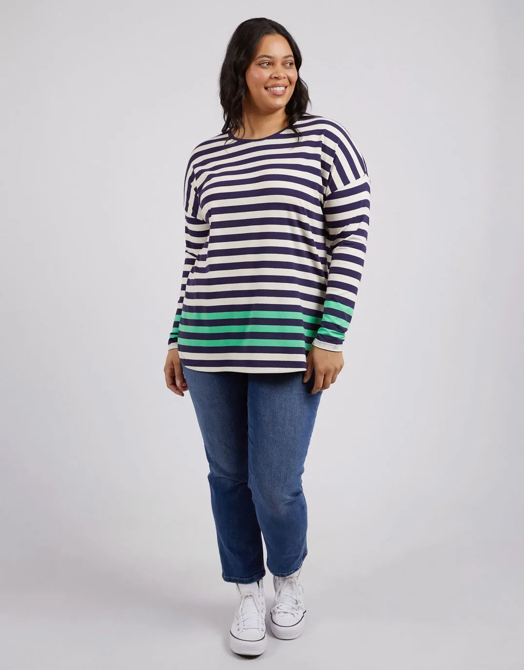 Turn Back Long Sleeve Tee - Indigo/Pearl Stripe