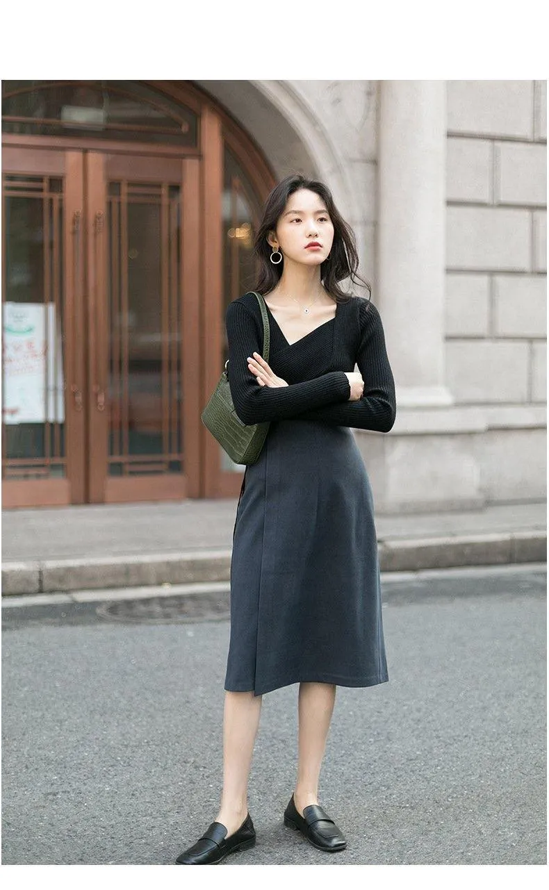 Versatile Long-sleeved V-neck Sweater