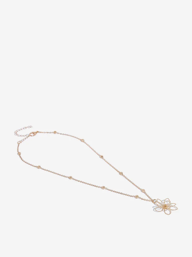 Westside Accessories Gold Flower Pendant Necklace