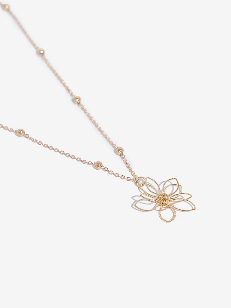 Westside Accessories Gold Flower Pendant Necklace