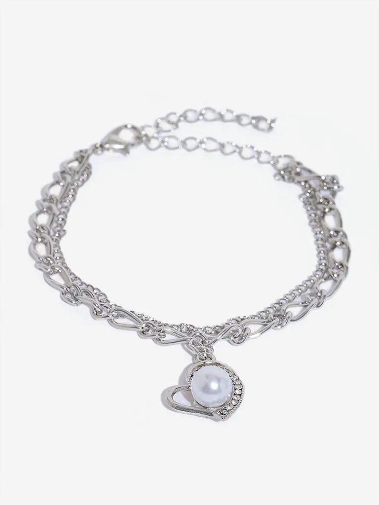 Westside Accessories Silver Heart Charm Bracelet