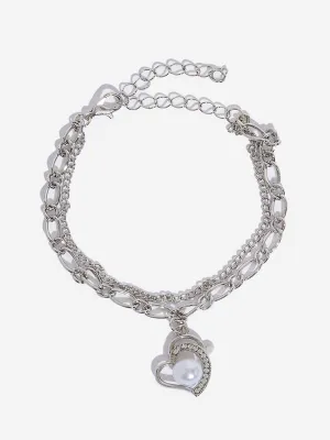 Westside Accessories Silver Heart Charm Bracelet