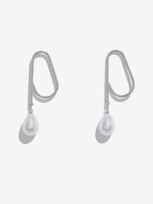 Westside Accessories Silver Pearl Dangler Earrings