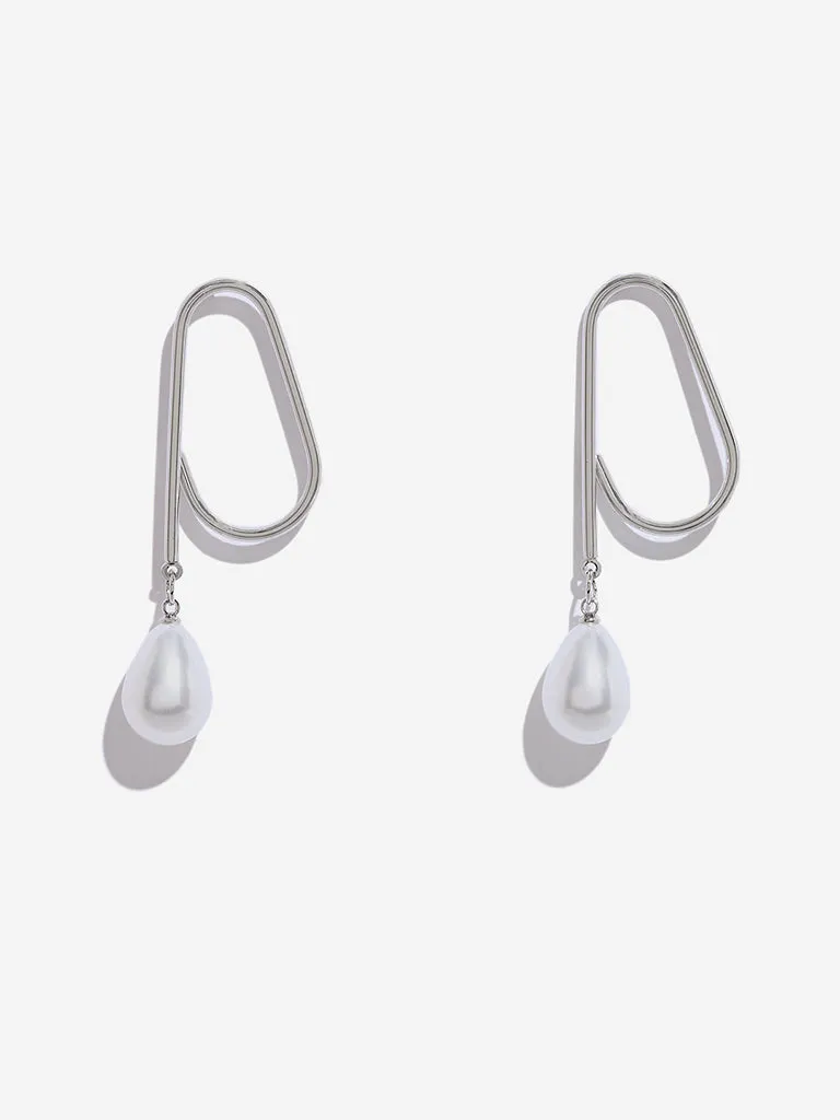 Westside Accessories Silver Pearl Dangler Earrings