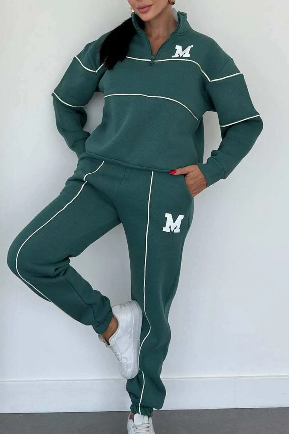 Women's Fashion  Piece Lounge Hoodless Pullover  Sweatsuit Sets With Pockets