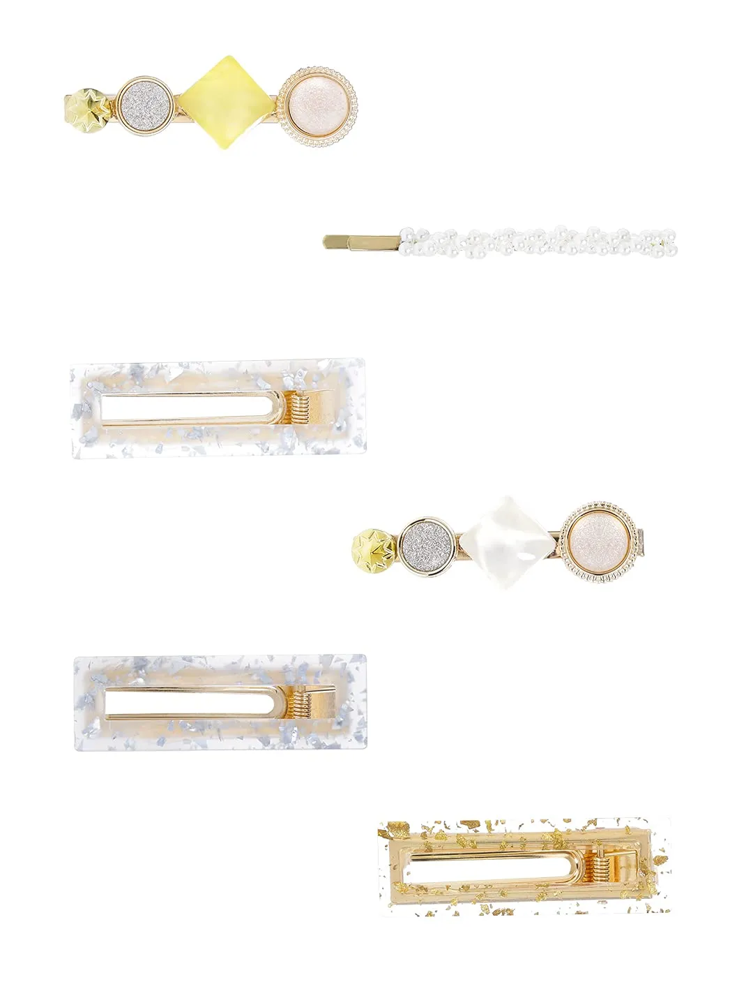 Yellow Chimes 6 pcs Acrylic Resin Pearl Bobby pins Fashion Hair Clips Hair Accessories for Women Girls (Pack of 6)