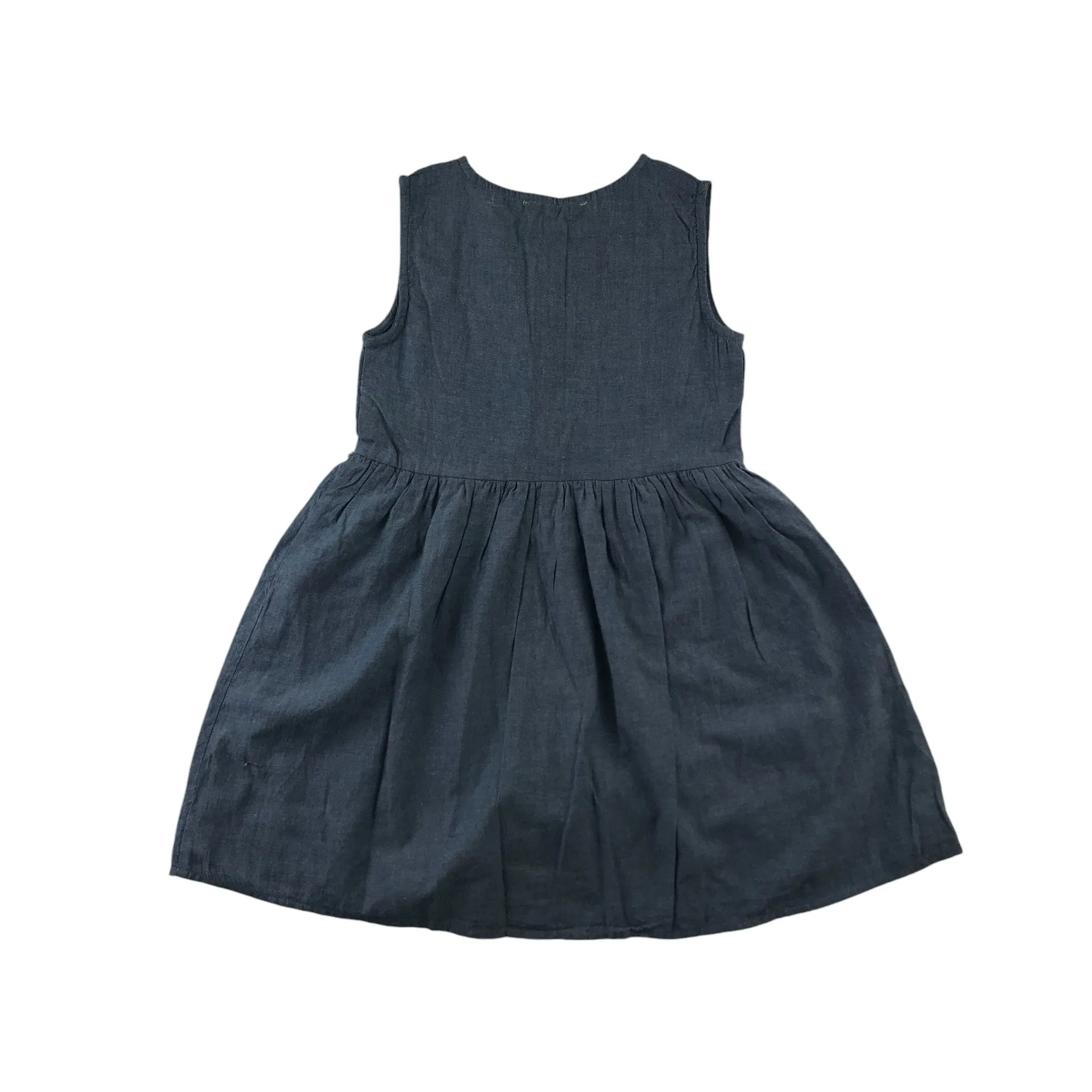 Yumi dress 5-6 years blue denim style embroidered floral cotton